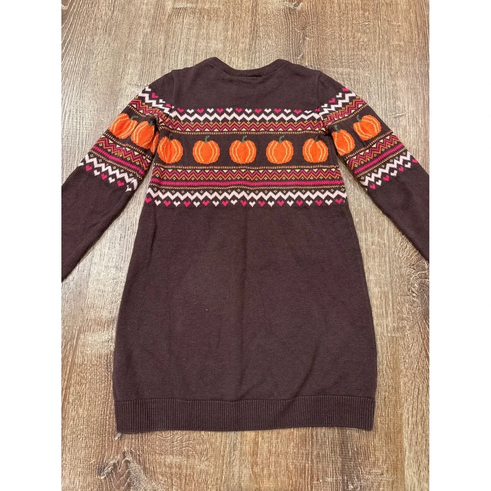 The Childrens Place Girls 4T Brown Pumpkin Fair Isle Sweater Dress Fall Knit